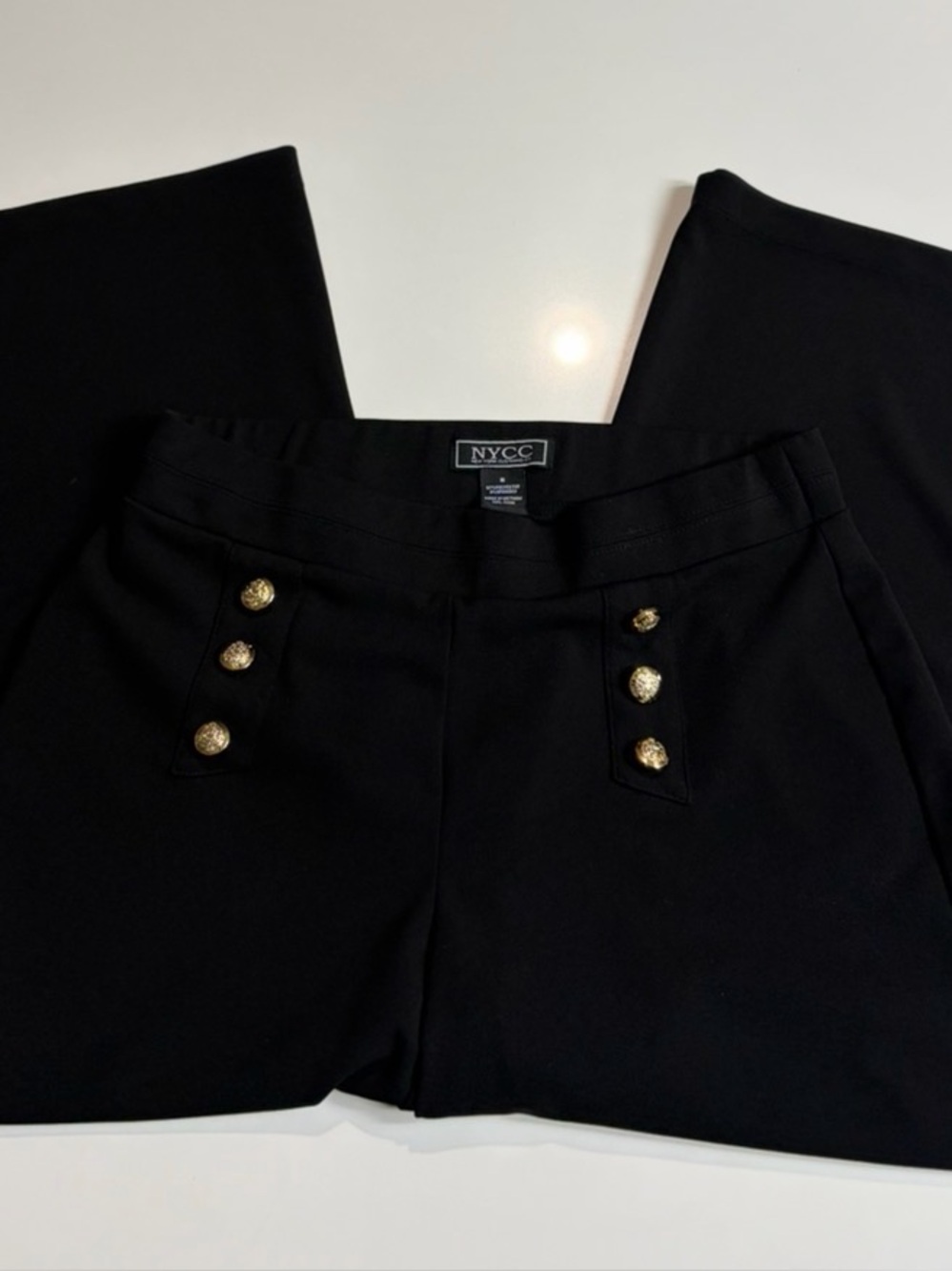 New York & Company Black Wide Leg Pants with Gold Buttons - Picture 3 of 4